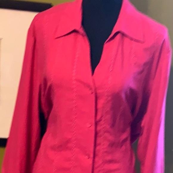 Sag Harbor Tops - Sag Harbor Fuchsia Blouse, Size XL